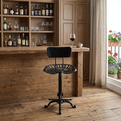 Black Iron Low Back Bar Height Bar Chair