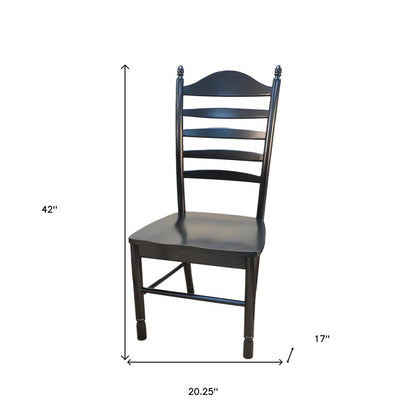 Black Solid Wood Ladder Back Dining Side Chair