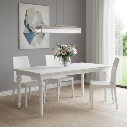 71" White Solid Wood Dining Table