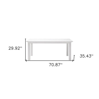 71" White Solid Wood Dining Table