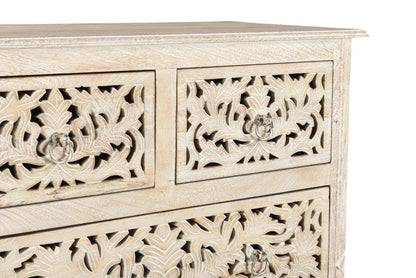 35" Gray Solid Wood Six Drawer Chest