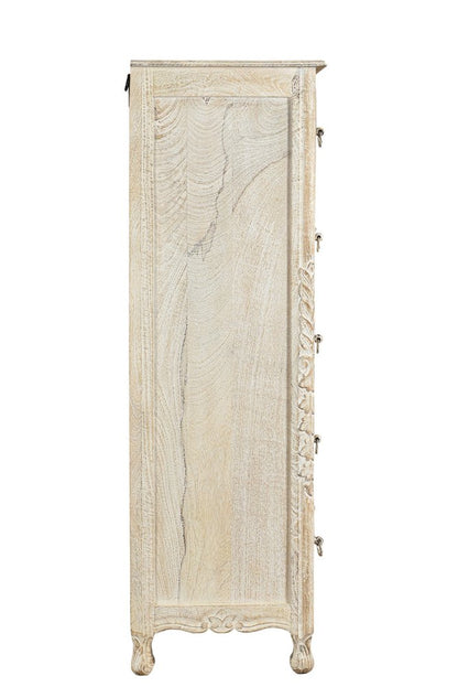 35" Gray Solid Wood Six Drawer Chest