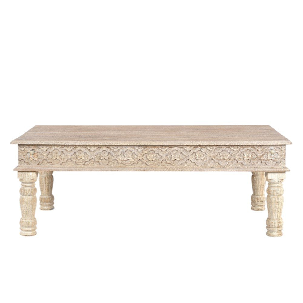 Set Of Two Natural Solid Wood Distressed Coffee Table