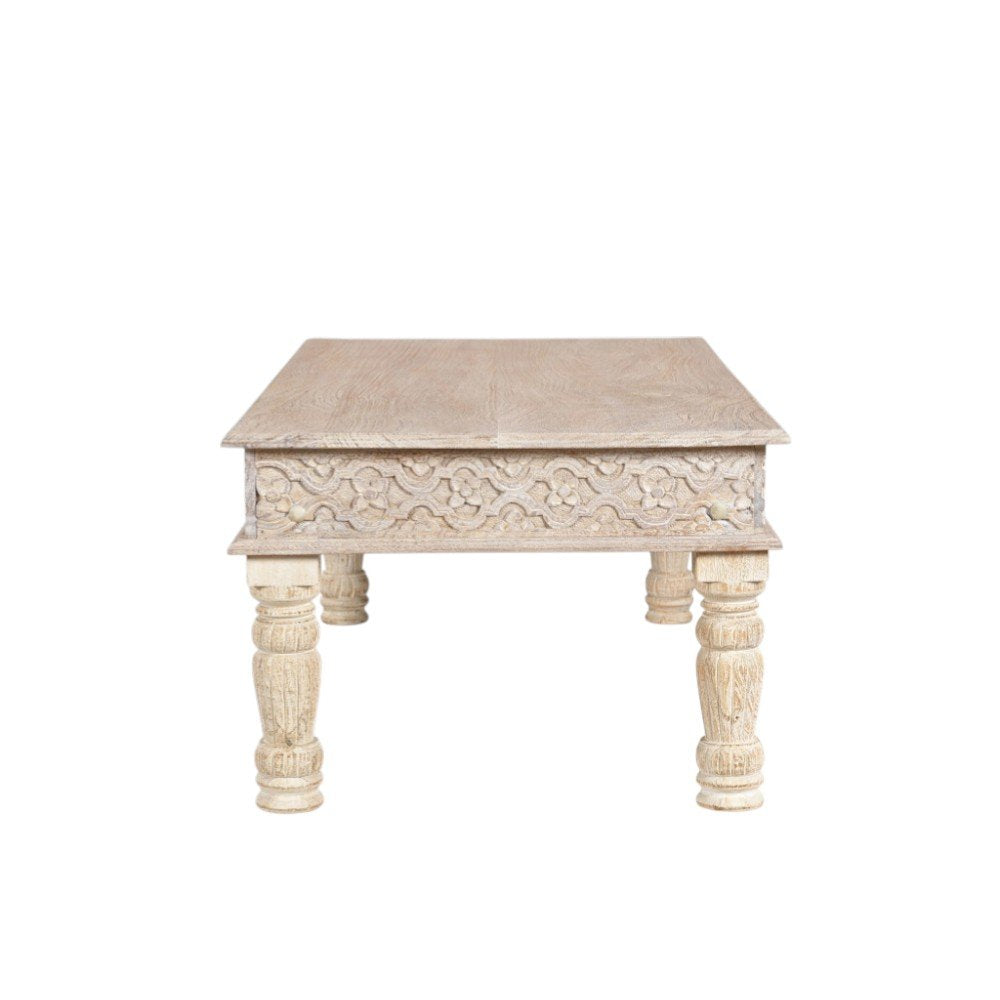 Set Of Two Natural Solid Wood Distressed Coffee Table