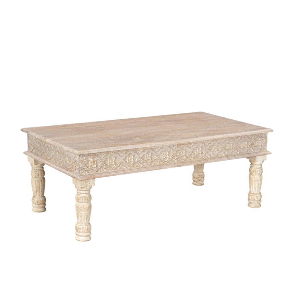 Set Of Two Natural Solid Wood Distressed Coffee Table