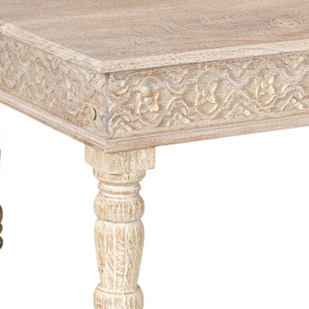 Set Of Two Natural Solid Wood Distressed Coffee Table