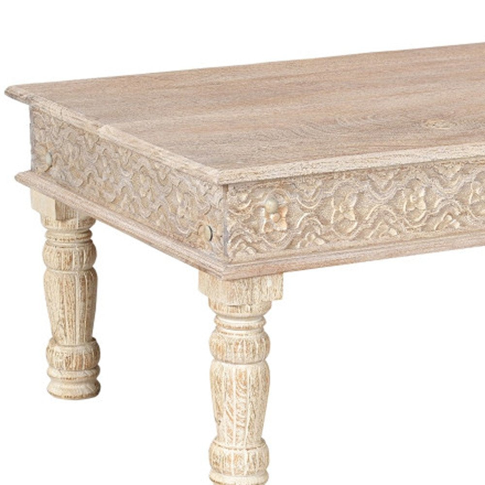 Set Of Two Natural Solid Wood Distressed Coffee Table