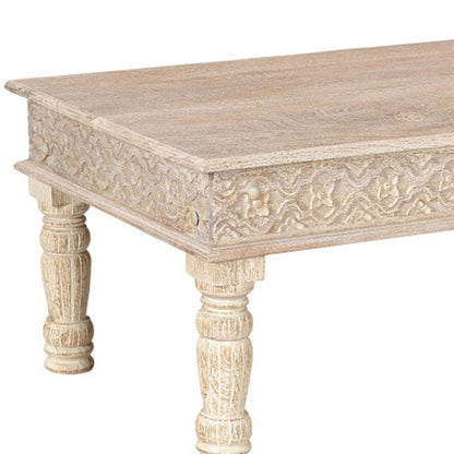 Set Of Two Natural Solid Wood Distressed Coffee Table