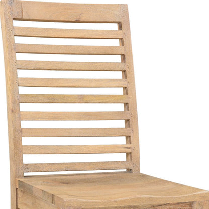 Set of Two Brown Solid Wood Ladder Back Dining Side Chairs