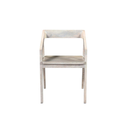 White Solid Wood Open Back Dining Arm Chair