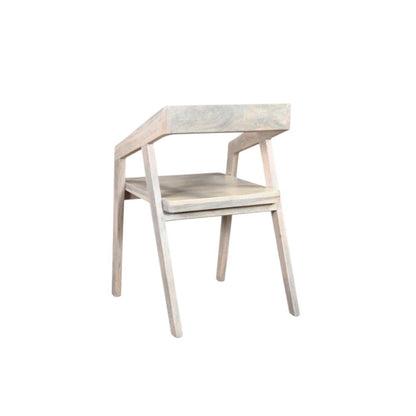 White Solid Wood Open Back Dining Arm Chair