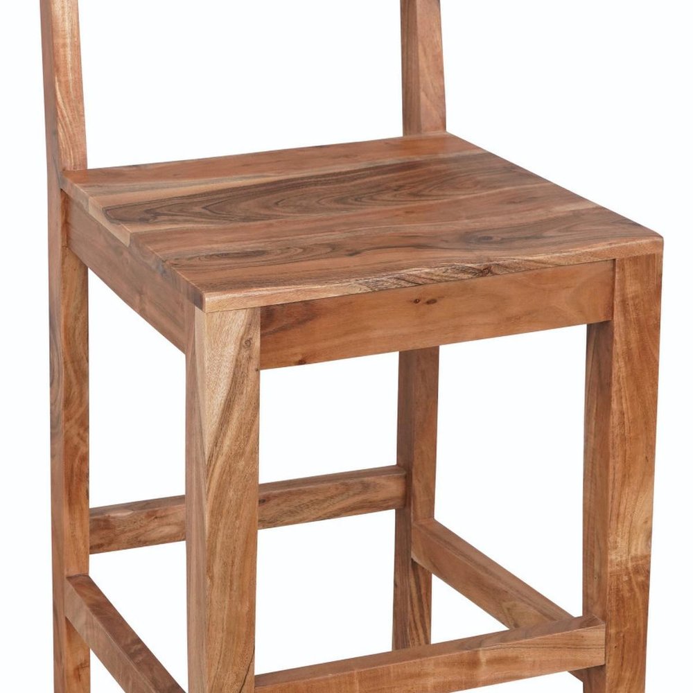 18" Brown Solid Wood Counter Height Bar Chair