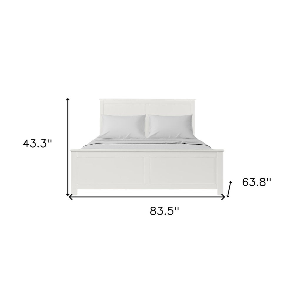 White Solid Wood Queen Bed Frame