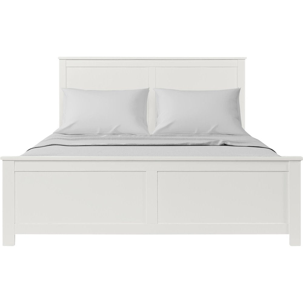 White Solid Wood Queen Bed Frame