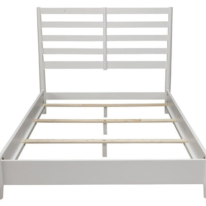 White Slat Back Solid Wood Queen Bed Frame