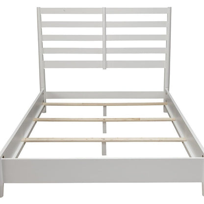 White Slat Back Solid Wood Full Bed Frame