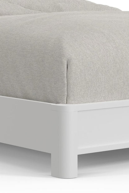 White Ribbed Texture Solid Wood Queen Bed Frame
