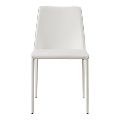 Set of Two White Faux Leather And Iron Dining Side Chairs