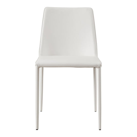 Set of Two White Faux Leather And Iron Dining Side Chairs