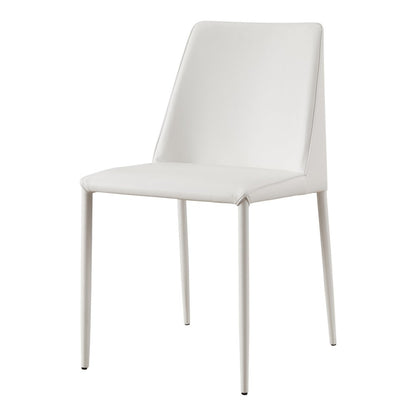 Set of Two White Faux Leather And Iron Dining Side Chairs