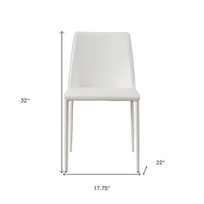 Set of Two White Faux Leather And Iron Dining Side Chairs