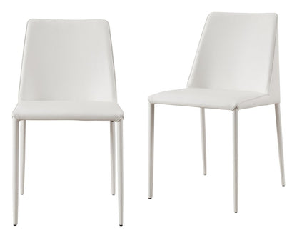 Set of Two White Faux Leather And Iron Dining Side Chairs