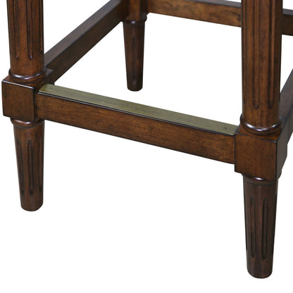 27" Brown And Dark Brown Fabric And Solid Wood Backless Counter Height Bar Chair