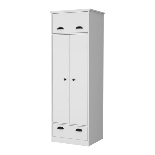 70" White Wood Three Door Single Drawer Combo Dresser