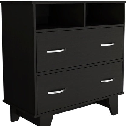 32" Black Wood Two Drawer Dresser