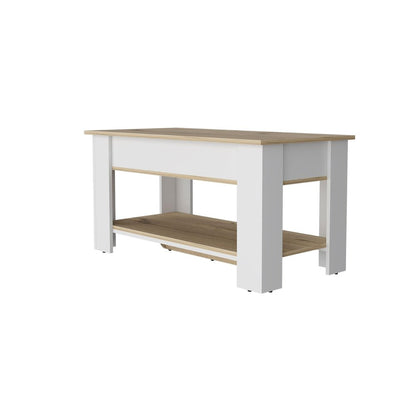 40" Oak and White Storage Bench with Flip Top