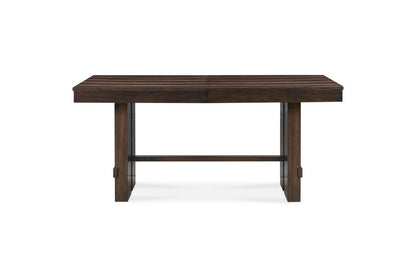 84" Dark Brown Wood Self-Storing Leaf Trestle Base Extension Dining Table