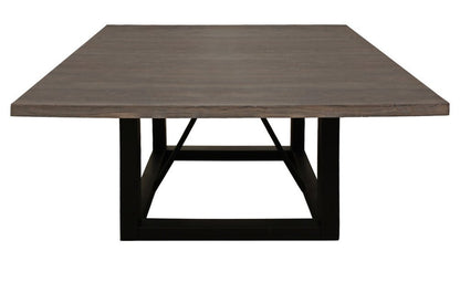 60" Dark Brown and Black Solid Wood and Iron Frame Base Square Dining Table