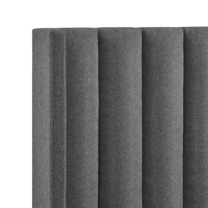 Gray Linen Upholstered King Bed Frame