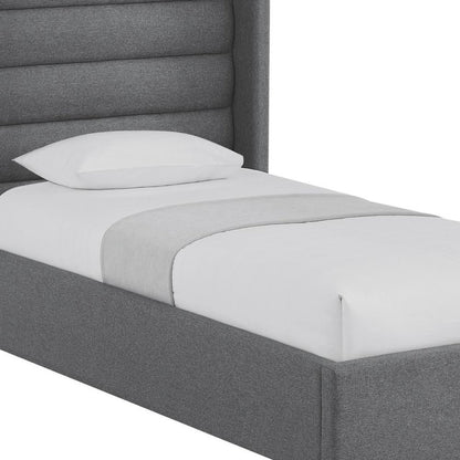 Gray Linen Upholstered King Bed Frame