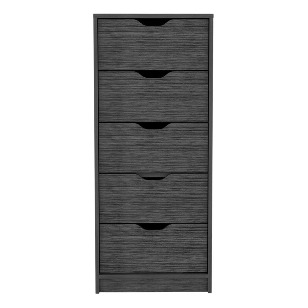 18" Gray Five Drawer Lingerie Chest Dresser