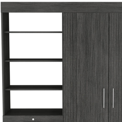 79" Gray Wood Two Door Three Drawer Combo Dresser