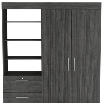 79" Gray Wood Two Door Three Drawer Combo Dresser