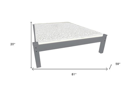Gray Solid Wood Full Bed Frame