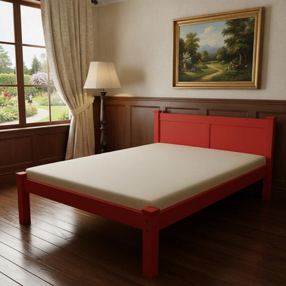 Red Solid Wood Full Bed Frame