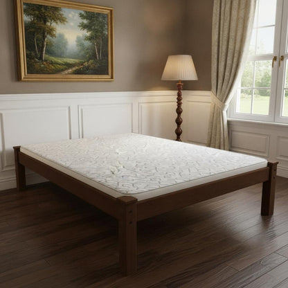 Brown Solid Wood Queen Bed Frame