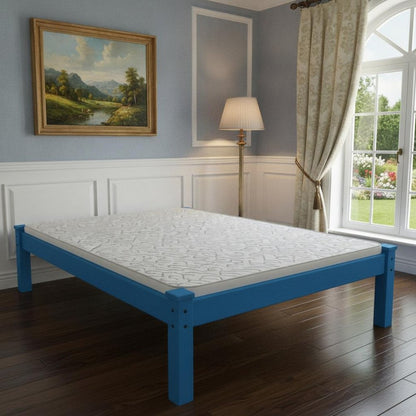 Caribbean Blue Solid Wood Queen Bed Frame