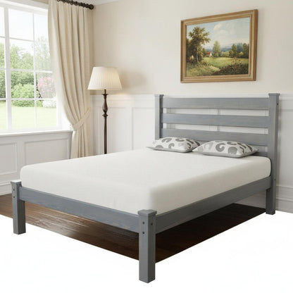 Gray Solid Wood Full Bed Frame