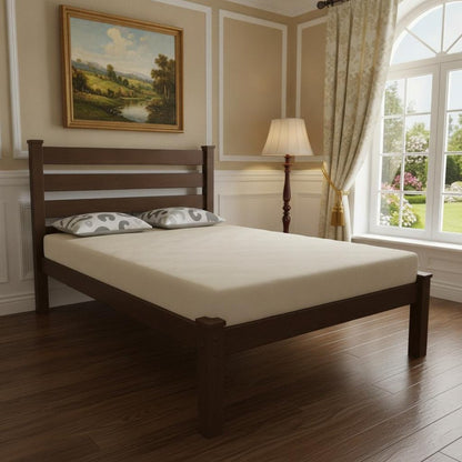 Brown Solid Wood Queen Bed Frame