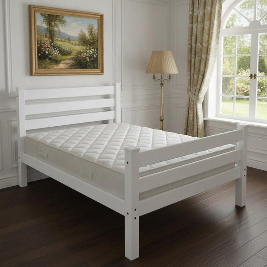 White Solid Wood Twin Bed Frame