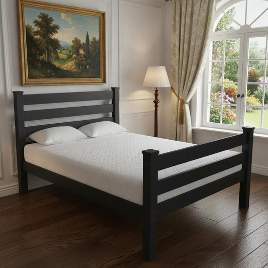 Black Solid Wood Full Bed Frame
