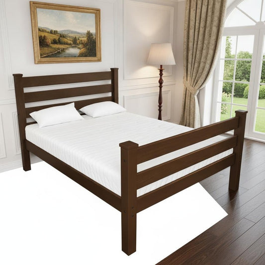 Brown Solid Wood Queen Bed Frame