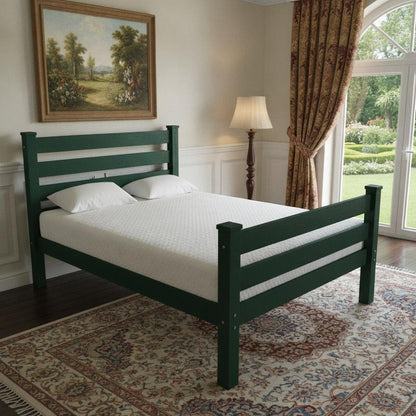 Dark Green Solid Wood Queen Bed Frame
