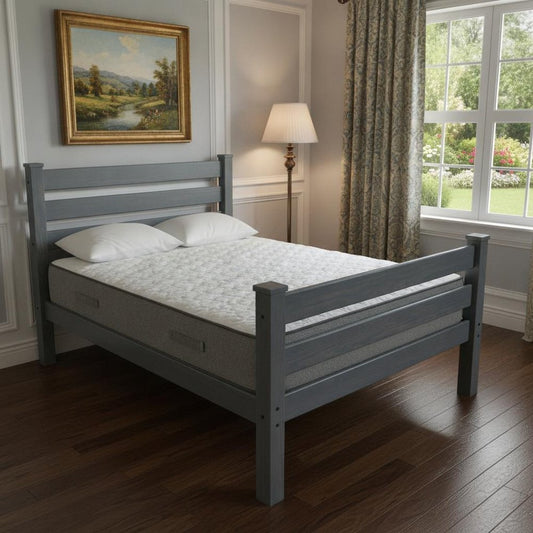 Gray Solid Wood Queen Bed Frame