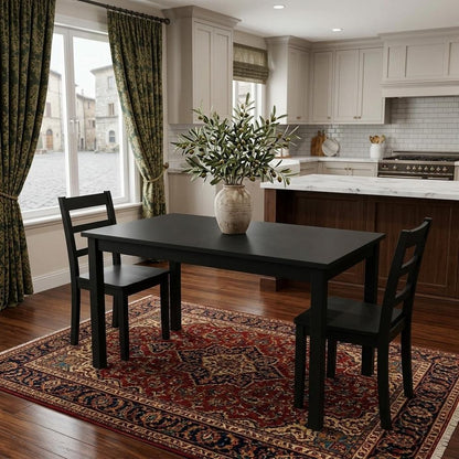 60" Black Solid Wood Dining Table