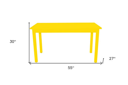 60" Yellow Solid Wood Dining Table